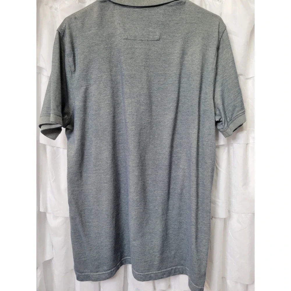 Banana Republic Mens Blue Heathered Pique Polo Elephant Logo Size L Large 216